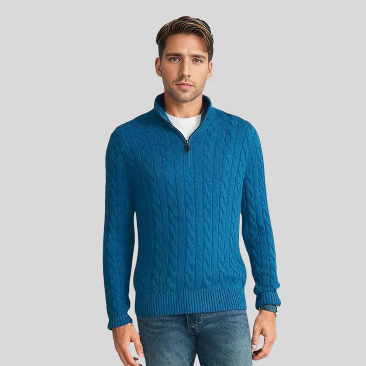 Titan - kabelstrikket sweater med lynlås