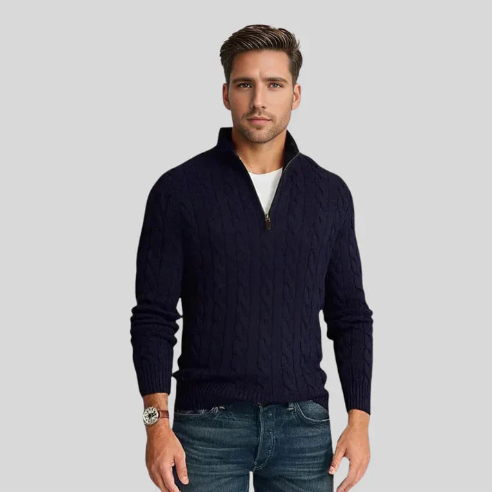 Titan - kabelstrikket sweater med lynlås