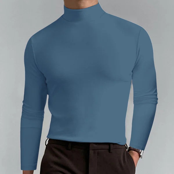 Slim-fit rullekravetrøje til mænd med lange ærmer