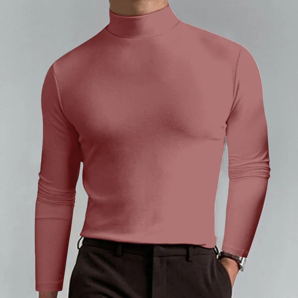 Slim-fit rullekravetrøje til mænd med lange ærmer