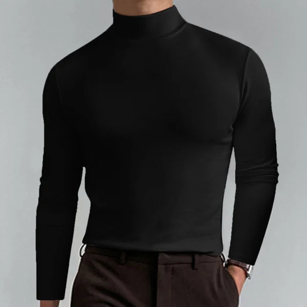 Slim-fit rullekravetrøje til mænd med lange ærmer