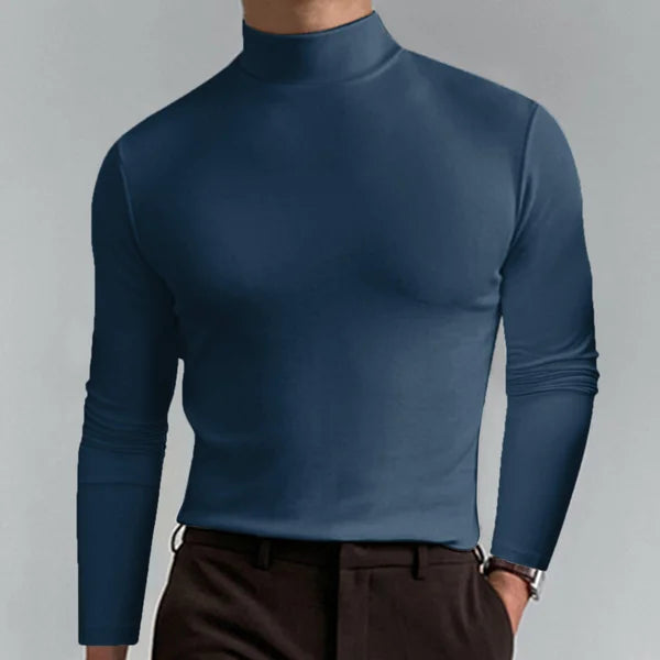 Slim-fit rullekravetrøje til mænd med lange ærmer