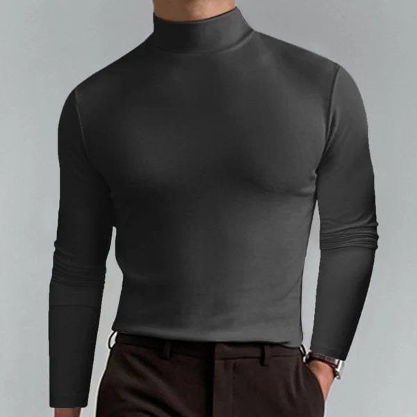 Slim-fit rullekravetrøje til mænd med lange ærmer