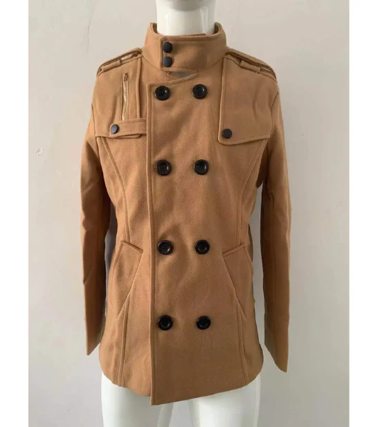 Vinterfrakke til mænd - elegant trenchcoat med stand-up krave og termisk forsegling