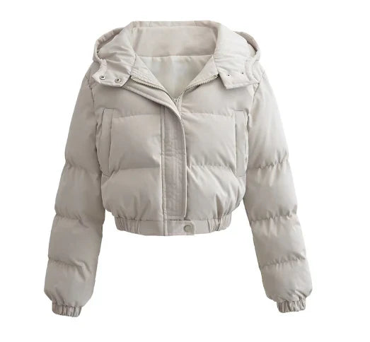 Stylish short down jacket with zipper – lightweight & warm