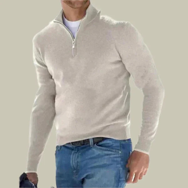 Malte – classic polo sweater with zippered collar