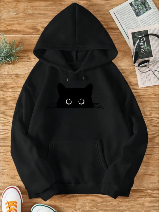 Bella - hoodie with cat print and hood