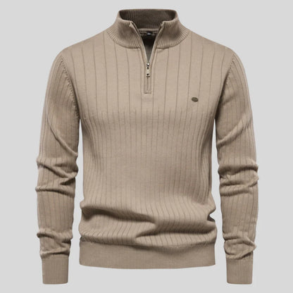 Men's knit sweater with half zip – warm winter quality