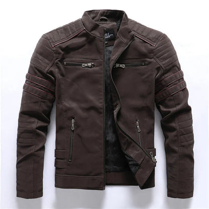 Men's biker jacket with zipper – striking leather design