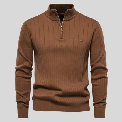 Men's knit sweater with half zip – warm winter quality