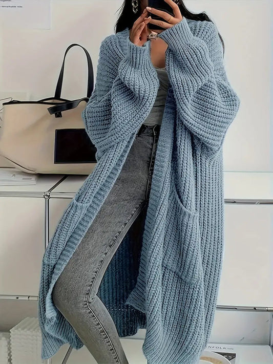 Jasmin - lang vinterstrikket cardigan