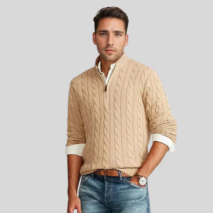 Titan - kabelstrikket sweater med lynlås