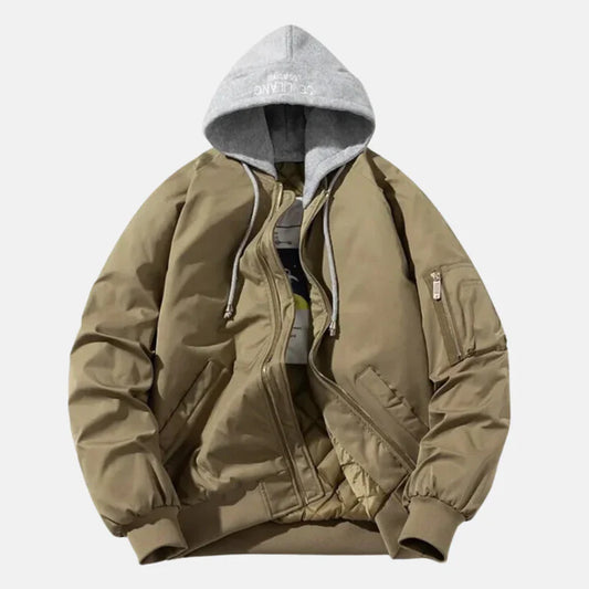 Erik – lined bomber jacket with hood and sleeve pocket