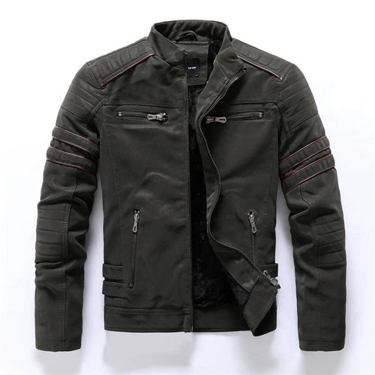 Men's biker jacket with zipper – striking leather design
