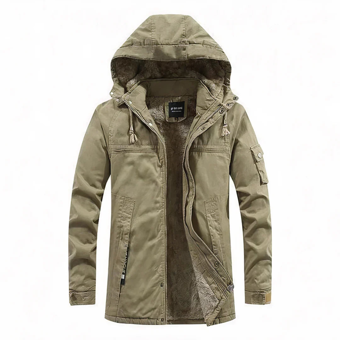 Stylish winter jacket for men with hood – functional & warm