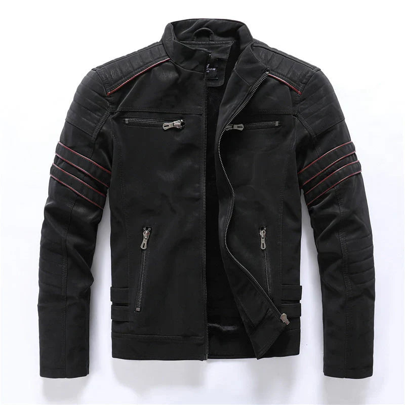 Men's biker jacket with zipper – striking leather design
