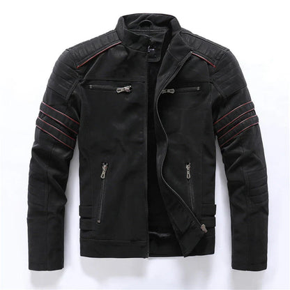 Men's biker jacket with zipper – striking leather design