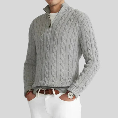 Titan - kabelstrikket sweater med lynlås