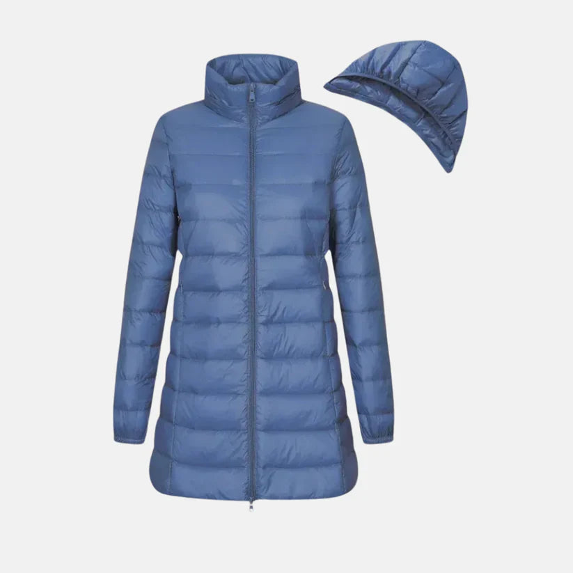 Sofia – fitted quilted down jacket with hood and water-repellent surface