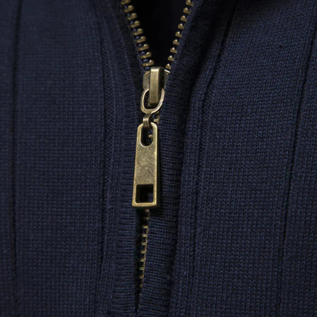 Men's knit sweater with half zip – warm winter quality