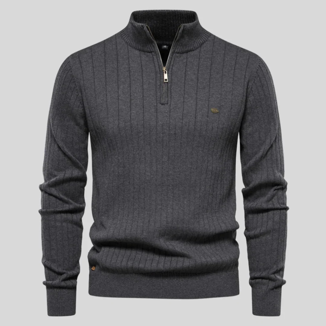 Men's knit sweater with half zip – warm winter quality