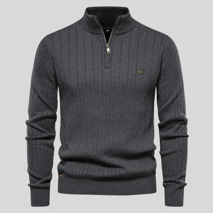 Men's knit sweater with half zip – warm winter quality