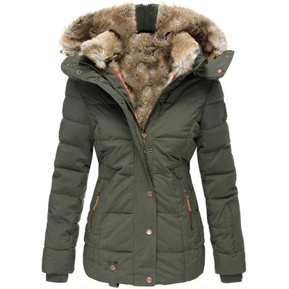 Aurora – warm, lined winter jacket with fur hood and zippered pockets