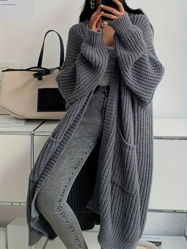 Jasmin - lang vinterstrikket cardigan