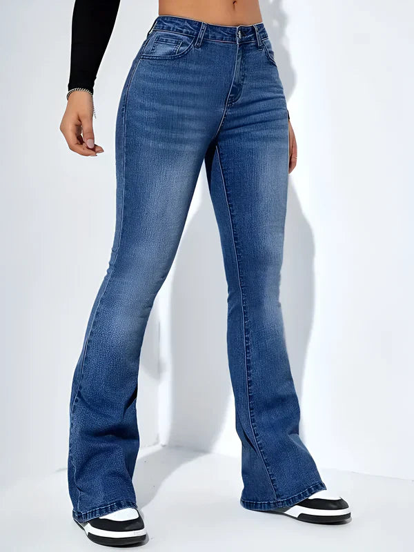 Camila – højtaljede flare stretch jeans med overskæg