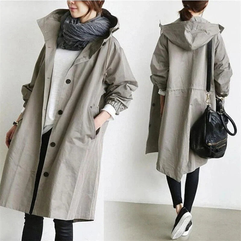 Amaya - waterproof trench coat with hood for women