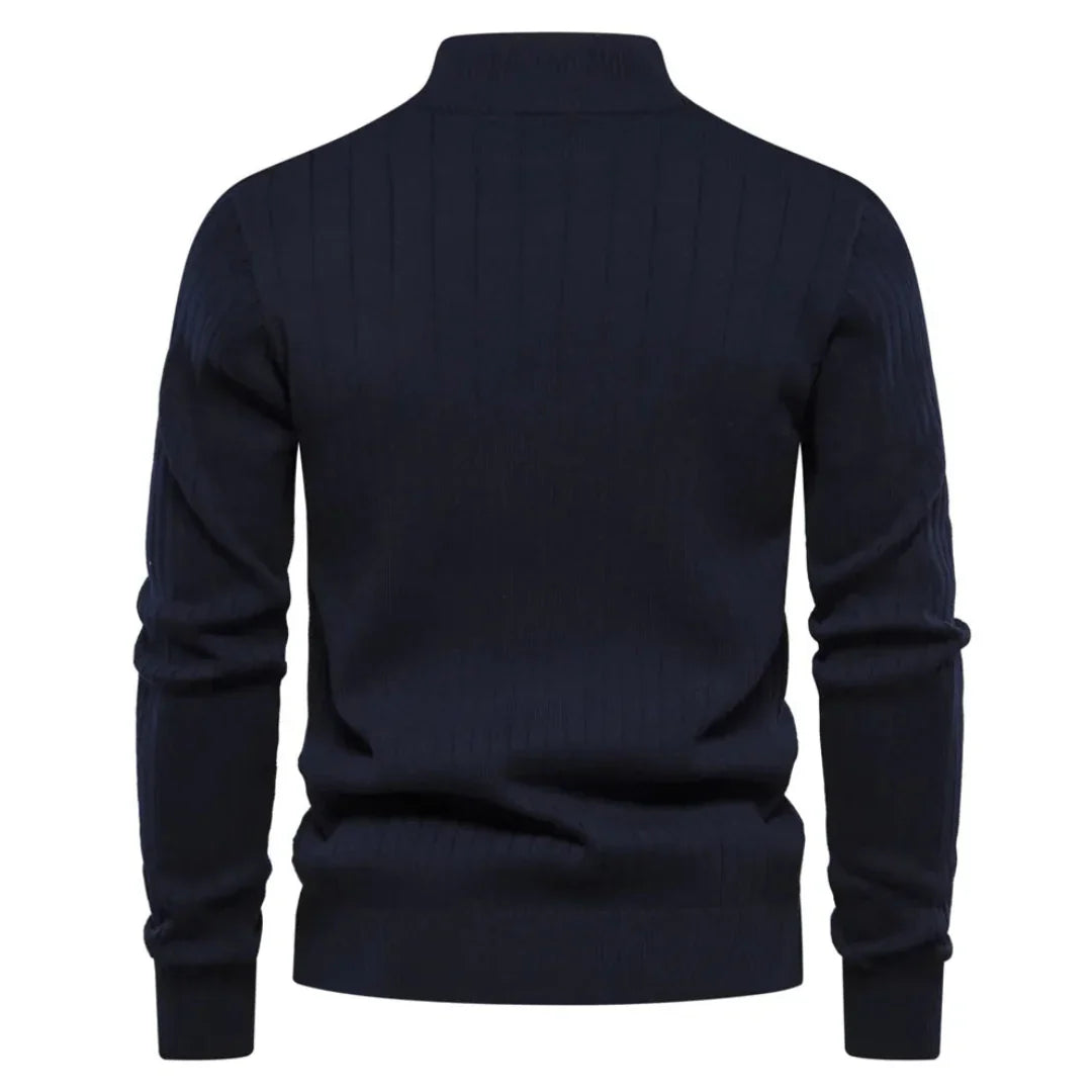 Men's knit sweater with half zip – warm winter quality