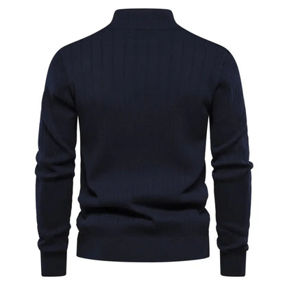 Men's knit sweater with half zip – warm winter quality