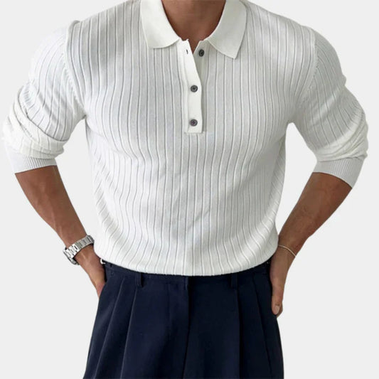 Lars – ribbed polo sweater in a slim fit with a classic collar