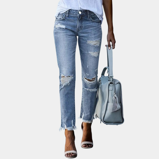 Romilly -trendy damejeans med en cool ødelagt effekt