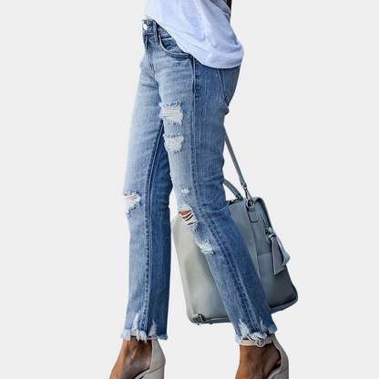 Romilly -trendy damejeans med en cool ødelagt effekt