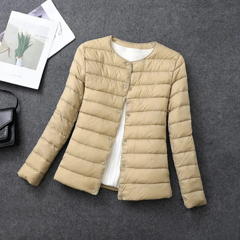 Adelheid – lightweight down jacket with round neckline