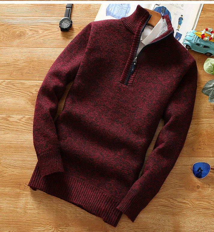 Titan sweater med halv lynlås til mænd - varm striktrøje