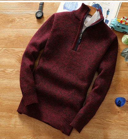 Titan sweater med halv lynlås til mænd - varm striktrøje