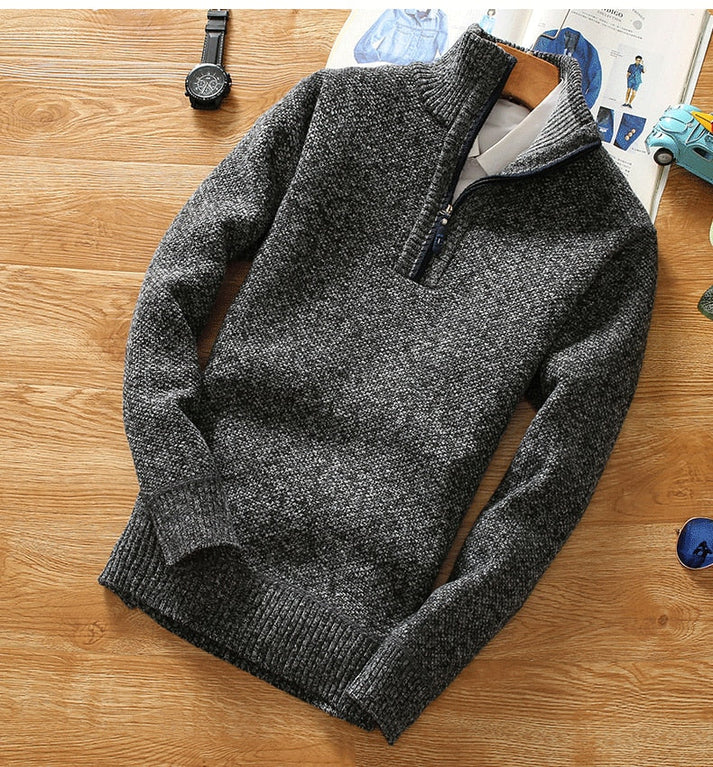 Titan sweater med halv lynlås til mænd - varm striktrøje