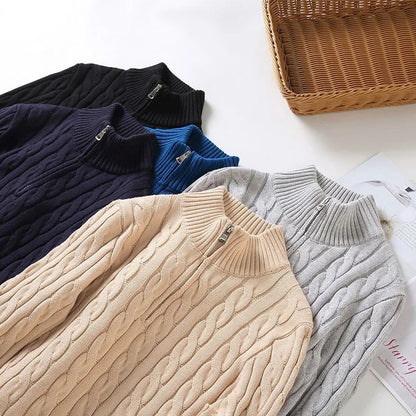 Titan - kabelstrikket sweater med lynlås