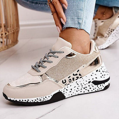 Conie snøresko med leopardprint
