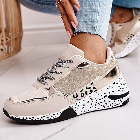 Conie snøresko med leopardprint