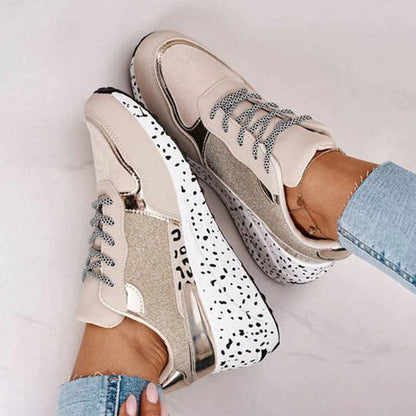 Conie snøresko med leopardprint