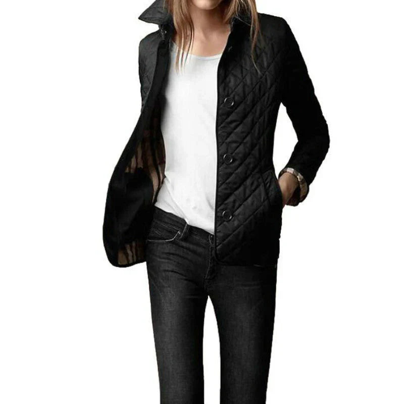 Freya – women's quilted jacket with diamond pattern and button closure