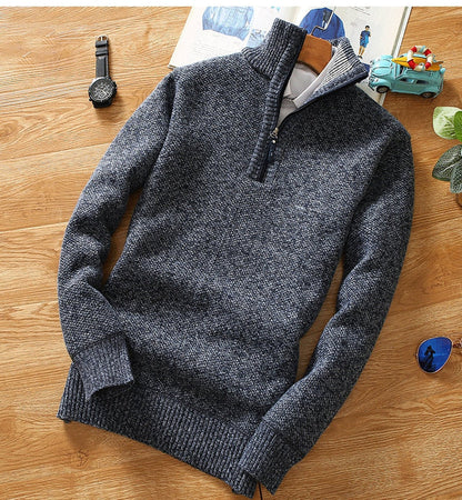 Titan sweater med halv lynlås til mænd - varm striktrøje
