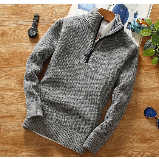 Titan sweater med halv lynlås til mænd - varm striktrøje