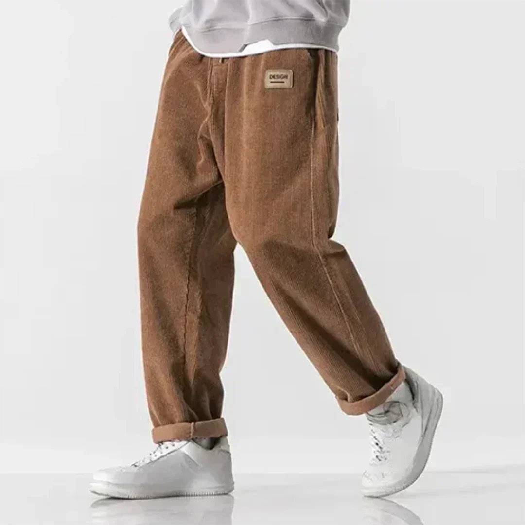 Men's oversized casual corduroy trousers – soft, comfortable cut