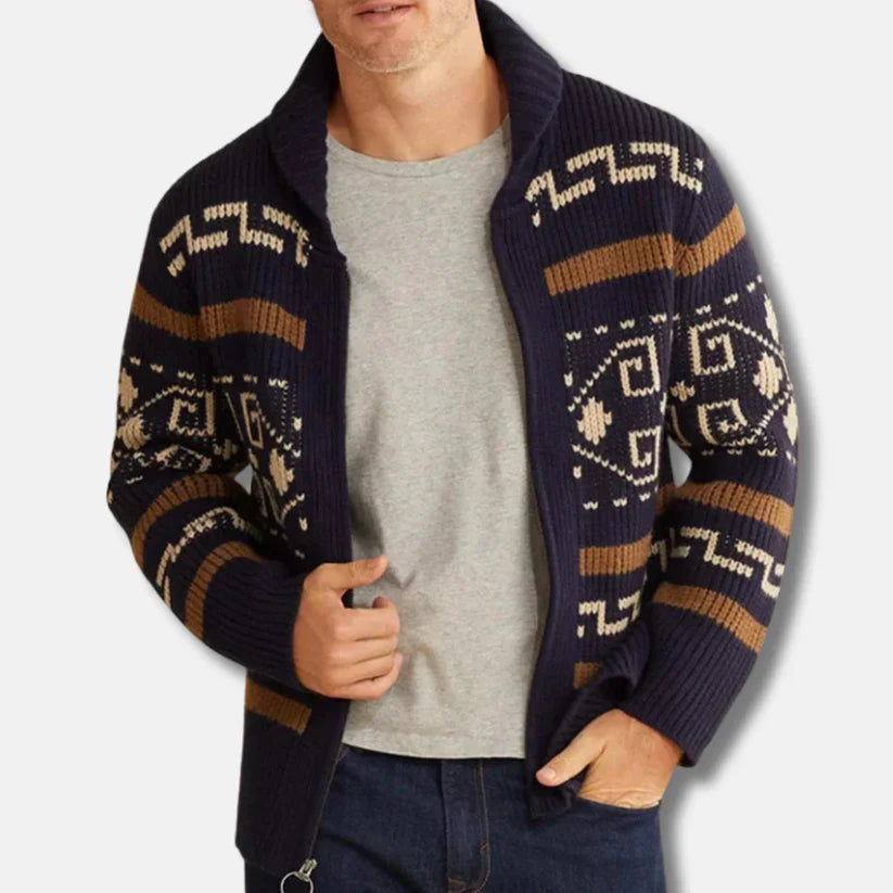 Simon – wool cardigan with shawl collar and zipper
