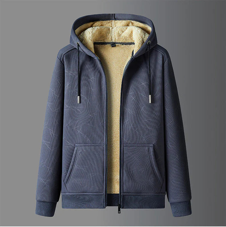 Mads – sherpa-lined hoodie jacket with zipper and drawstring hood
