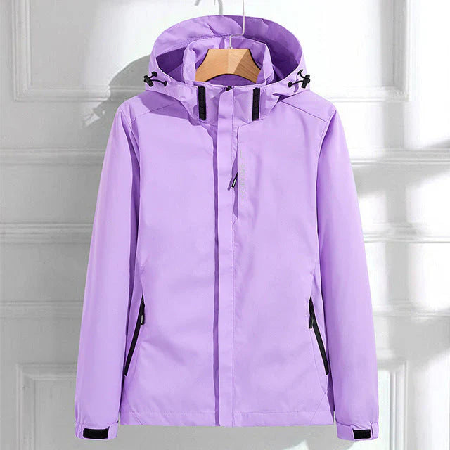 Stylish women's rain jacket with hood – elegant design for rainy days